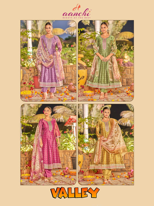 Valley Aanchi Jacquard Readymade Pant Style Suits Supplier Ahmedabad