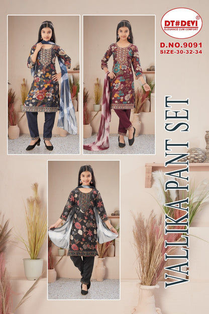 Vallika Dn 9091 Dt Devi Vetican Girls Readymade Pant Suits Wholesaler