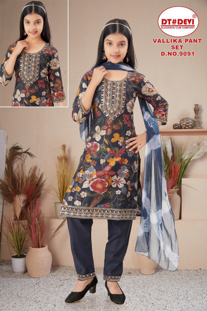 Vallika Dn 9091 Dt Devi Vetican Girls Readymade Pant Suits Wholesaler