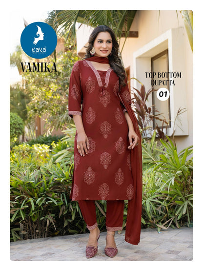 Vamika Kaya Rayon Readymade Suits Manufacturer Ahmedabad