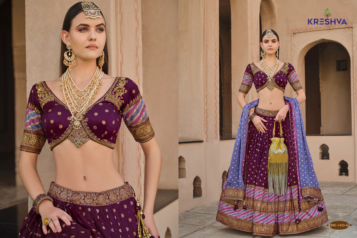 Vamika Kreshva Silk Lehenga Choli Supplier Ahmedabad