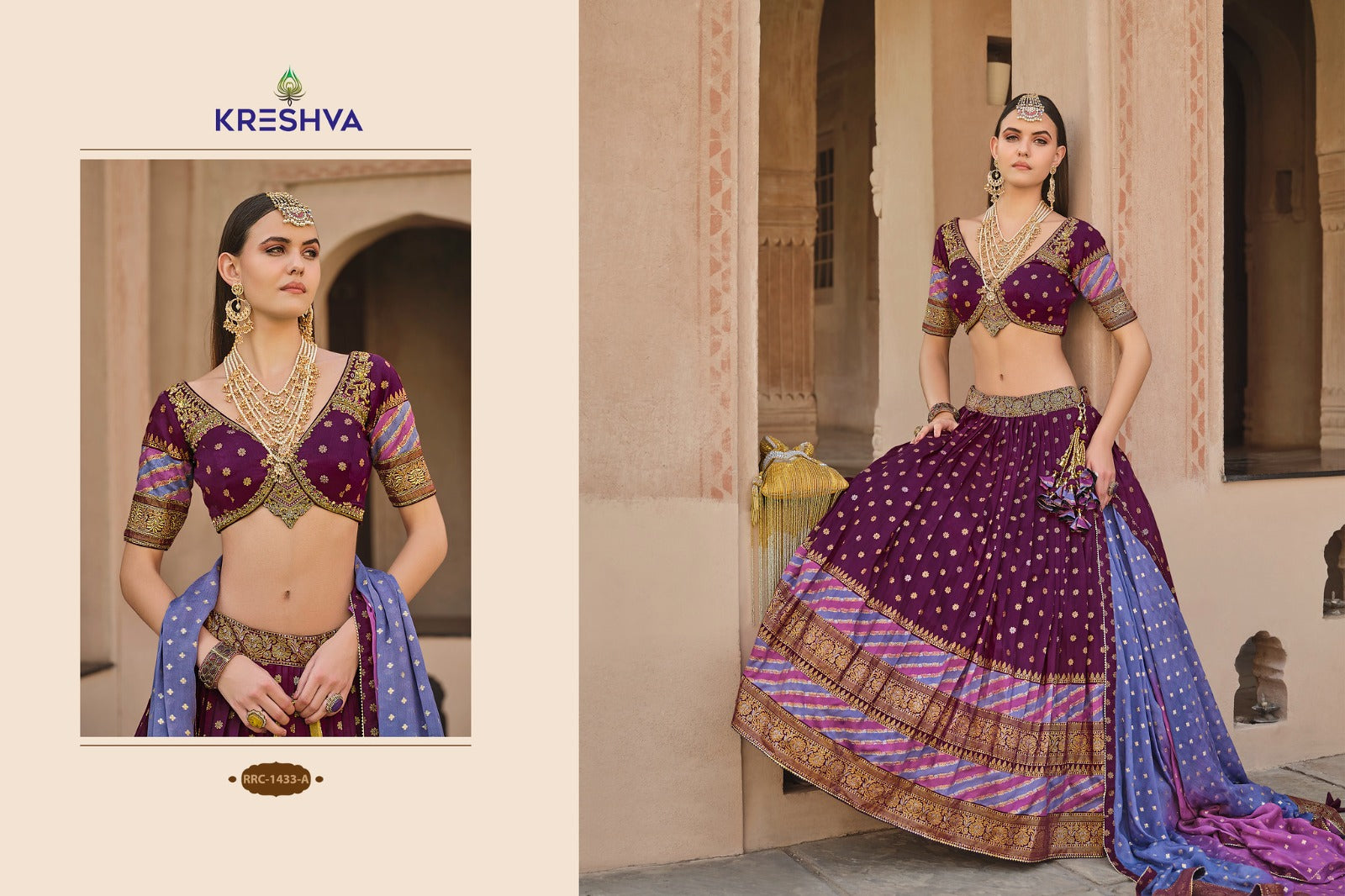 Vamika Kreshva Silk Lehenga Choli Supplier Ahmedabad