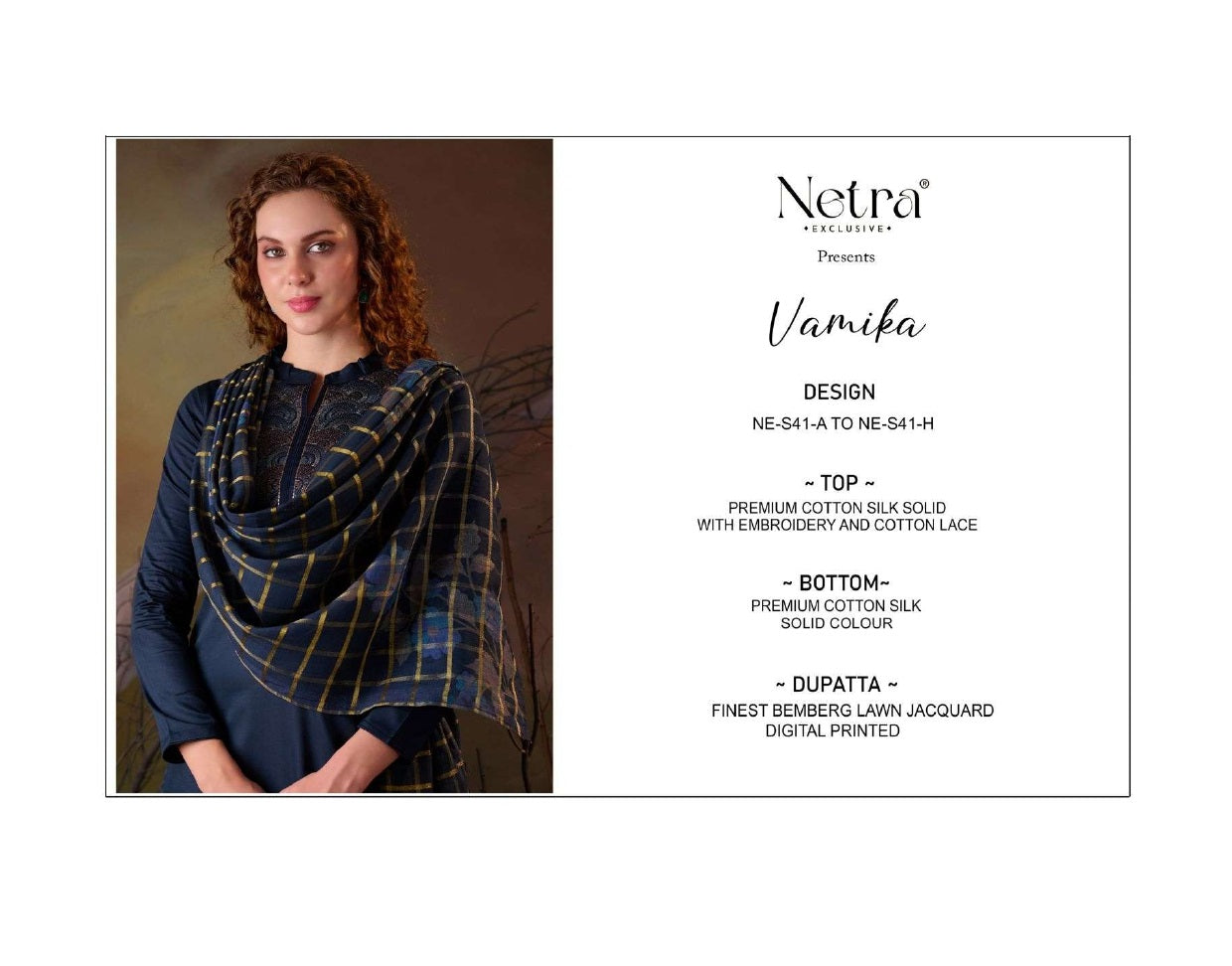 Vamika Netra Premium Cotton Pant Style Suits Exporter Ahmedabad