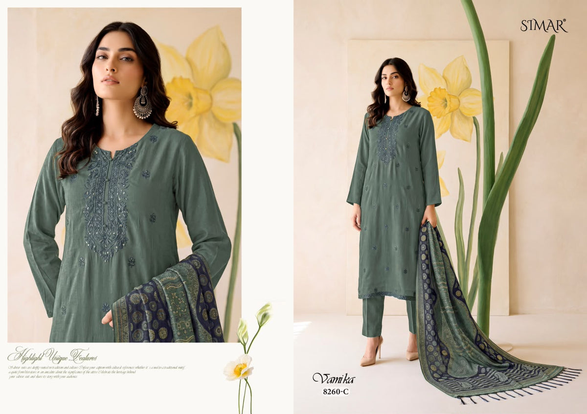 Vamika Simar Viscose Pashmina Suits Exporter