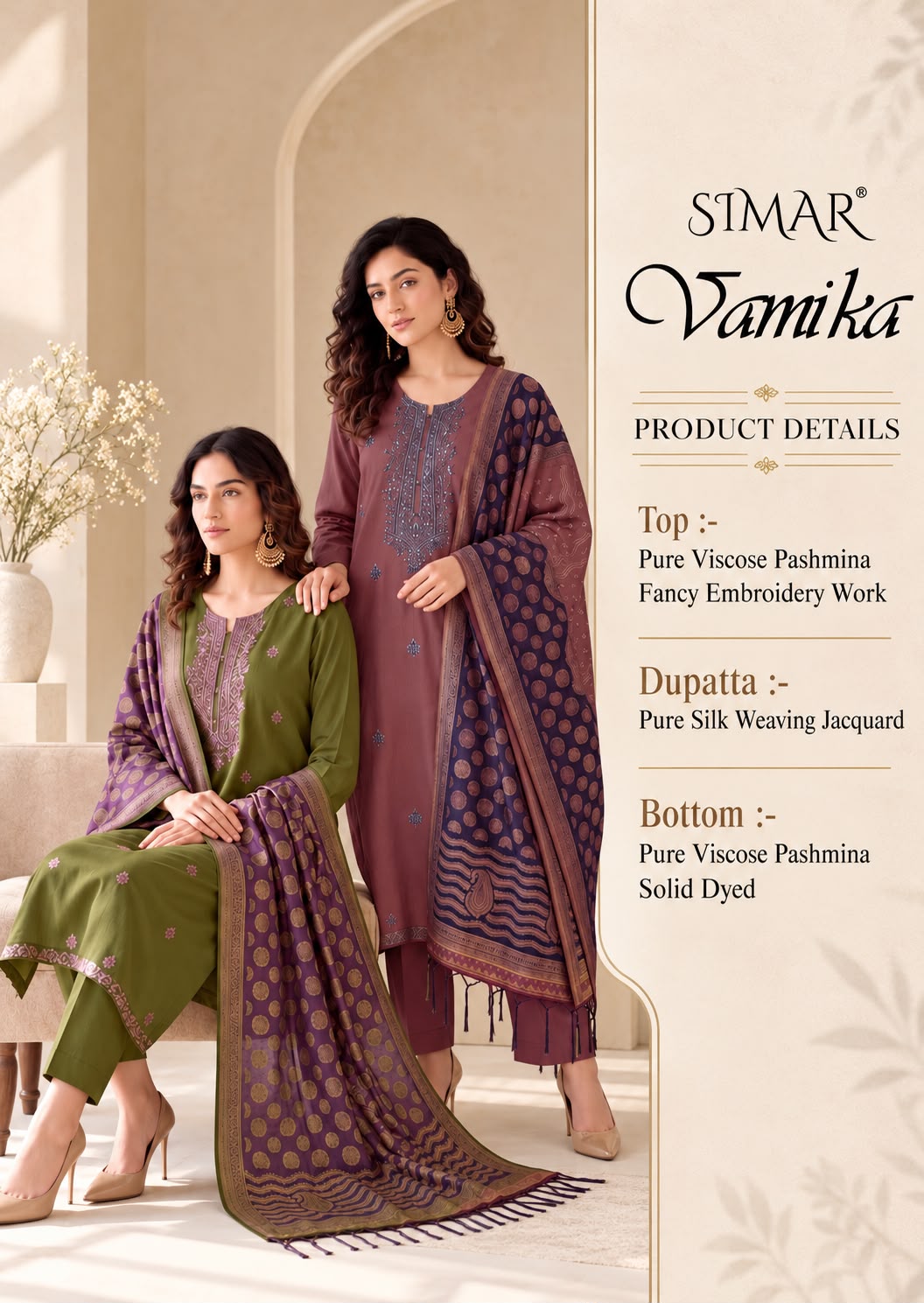 Vamika Simar Viscose Pashmina Suits Exporter