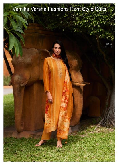 Vamika Varsha Fashions Muslin Pant Style Suits Manufacturer