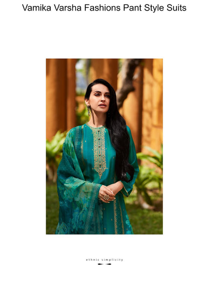 Vamika Varsha Fashions Muslin Pant Style Suits Manufacturer