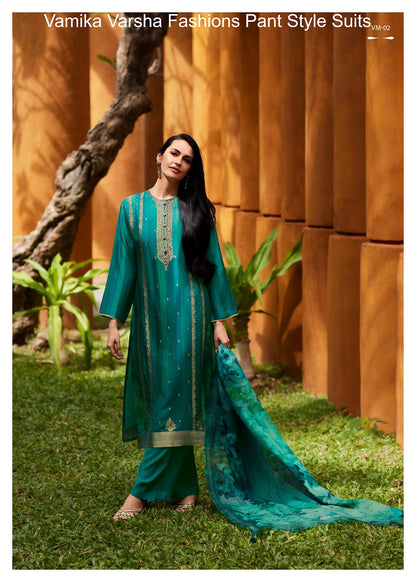 Vamika Varsha Fashions Muslin Pant Style Suits Manufacturer
