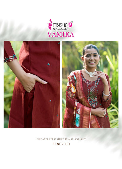 Vamika Vol 1 Mystic 9 Silk Readymade Pant Style Suits Manufacturer