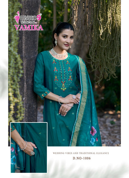 Vamika Vol 1 Mystic 9 Silk Readymade Pant Style Suits Manufacturer