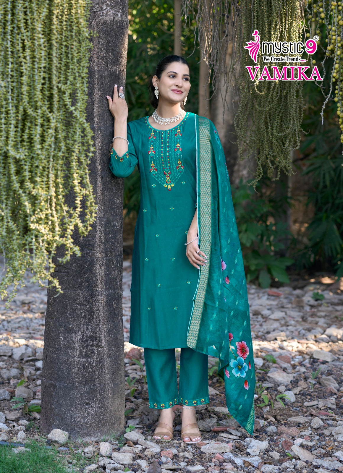 Vamika Vol 1 Mystic 9 Silk Readymade Pant Style Suits Manufacturer