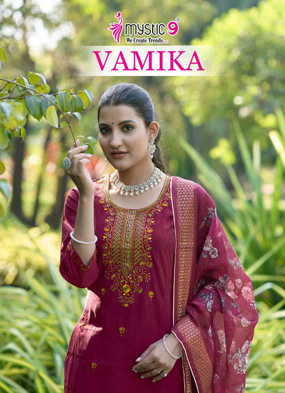 Vamika Vol 1 Mystic 9 Silk Readymade Pant Style Suits Manufacturer
