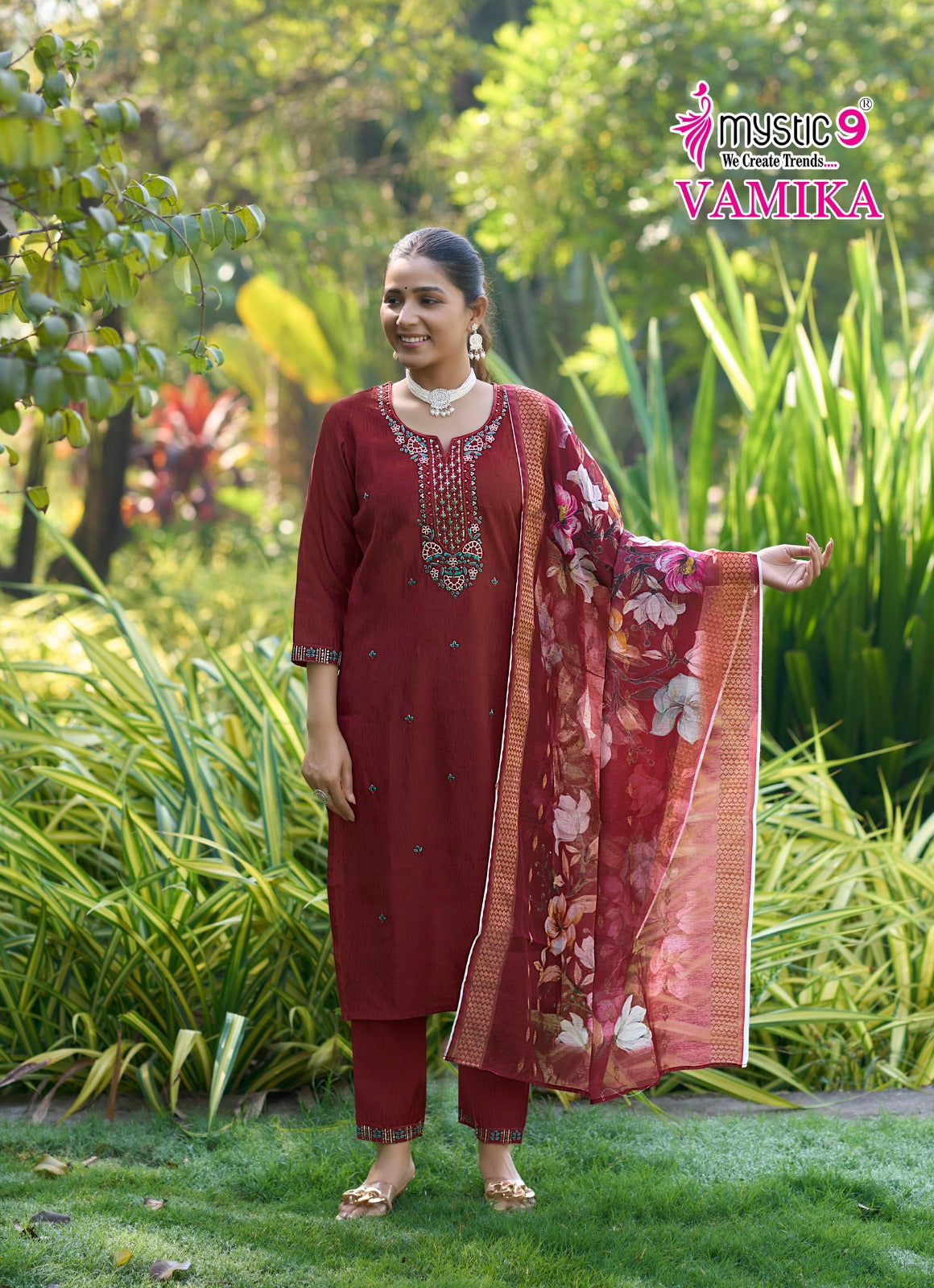 Vamika Vol 1 Mystic 9 Silk Readymade Pant Style Suits Manufacturer