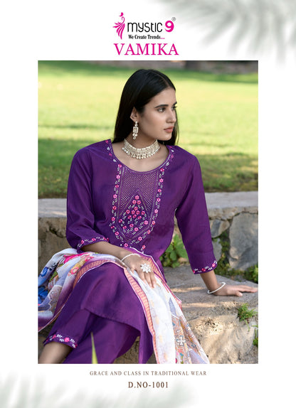 Vamika Vol 1 Mystic 9 Silk Readymade Pant Style Suits Manufacturer