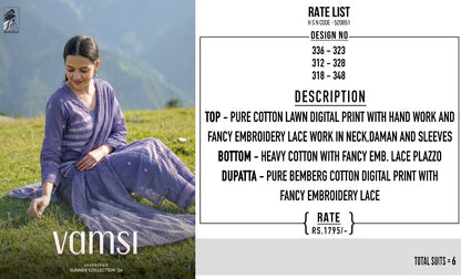 Vamsi Sahiba Cotton Lawn Pant Style Suits Manufacturer Gujarat