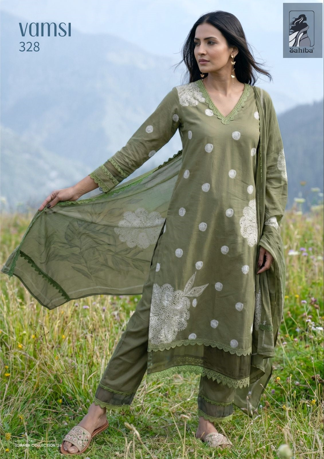 Vamsi Sahiba Cotton Lawn Pant Style Suits Manufacturer Gujarat