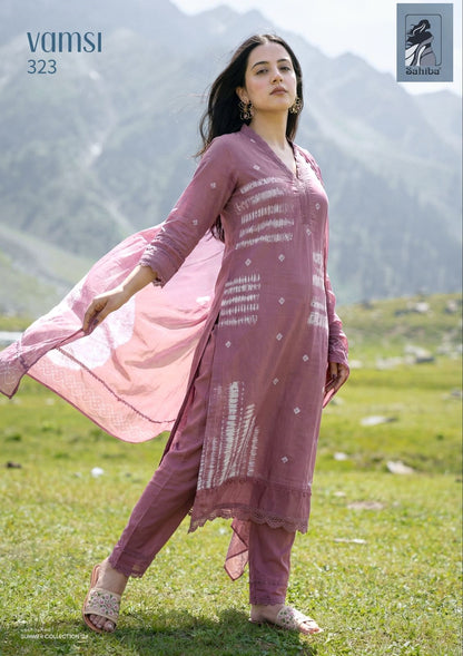 Vamsi Sahiba Cotton Lawn Pant Style Suits Manufacturer Gujarat