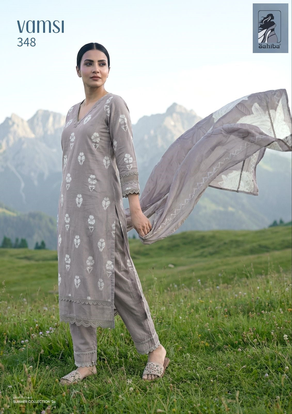 Vamsi Sahiba Cotton Lawn Pant Style Suits Manufacturer Gujarat