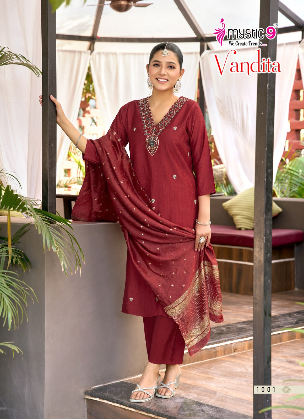 Vandita Vol 1 Mystic 9 Vertican Readymade Pant Style Suits Wholesale Rate