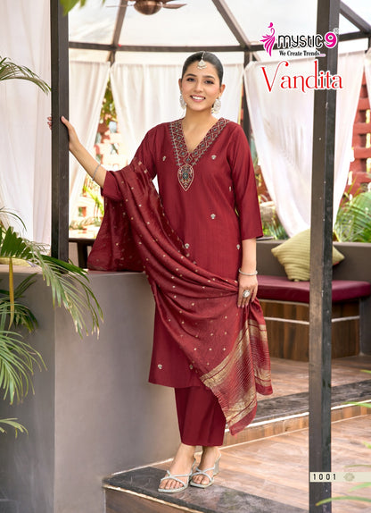 Vandita Vol 1 Mystic 9 Vertican Readymade Pant Style Suits Wholesale Rate