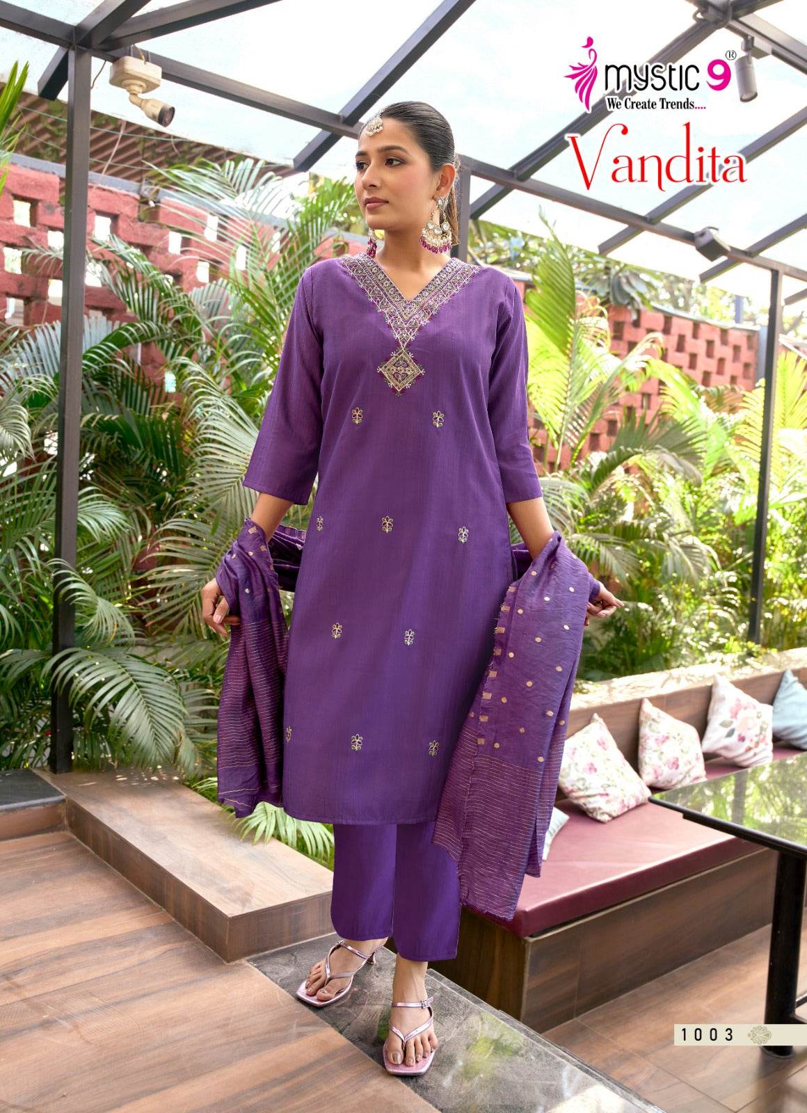 Vandita Vol 1 Mystic 9 Vertican Readymade Pant Style Suits Wholesale Rate