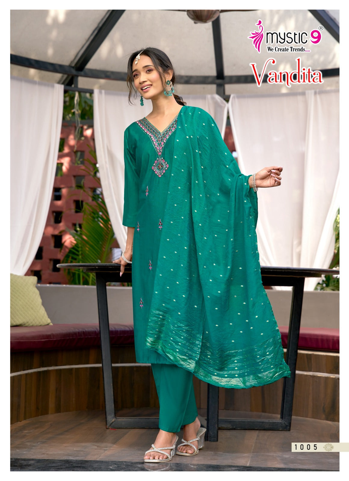 Vandita Vol 1 Mystic 9 Vertican Readymade Pant Style Suits Wholesale Rate