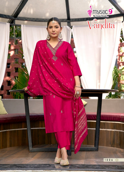 Vandita Vol 1 Mystic 9 Vertican Readymade Pant Style Suits Wholesale Rate