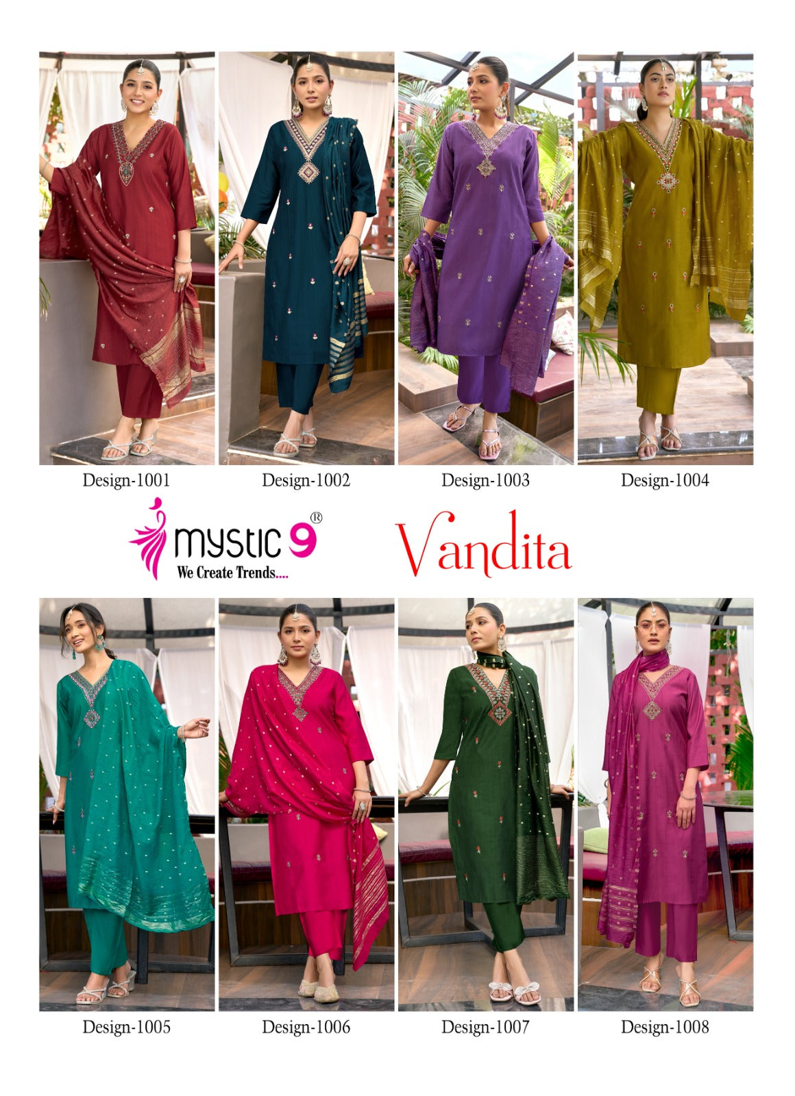 Vandita Vol 1 Mystic 9 Vertican Readymade Pant Style Suits Wholesale Rate