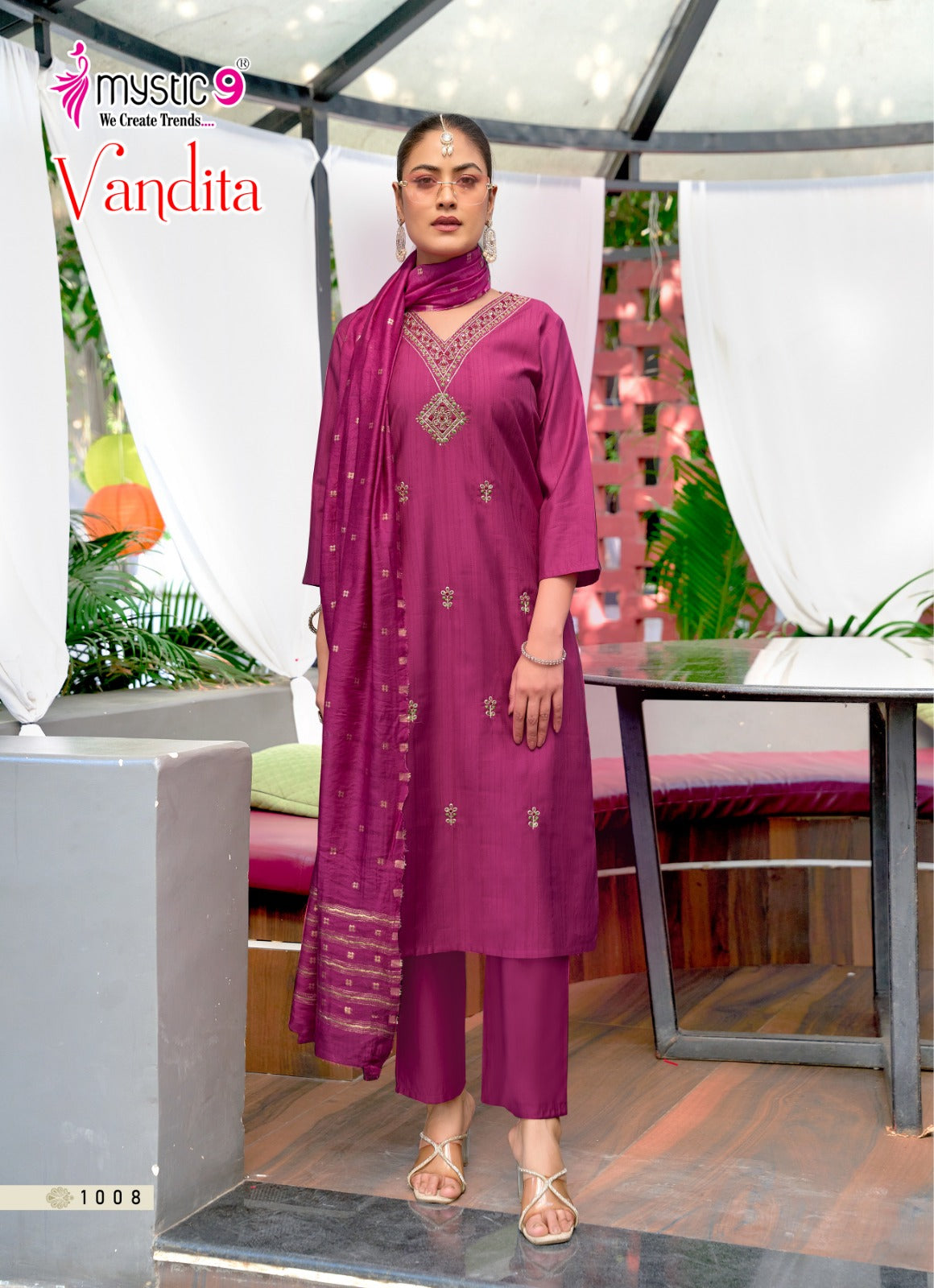 Vandita Vol 1 Mystic 9 Vertican Readymade Pant Style Suits Wholesale Rate