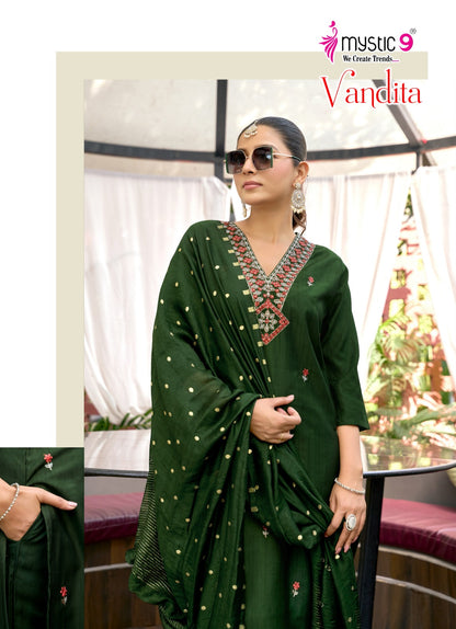 Vandita Vol 1 Mystic 9 Vertican Readymade Pant Style Suits Wholesale Rate
