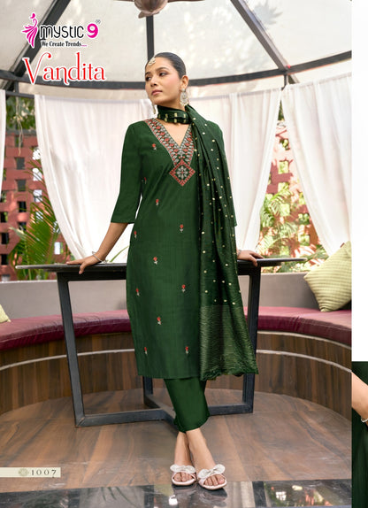 Vandita Vol 1 Mystic 9 Vertican Readymade Pant Style Suits Wholesale Rate
