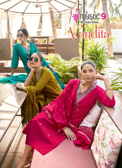 Vandita Vol 1 Mystic 9 Vertican Readymade Pant Style Suits Wholesale Rate
