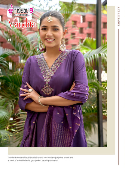 Vandita Vol 1 Mystic 9 Vertican Readymade Pant Style Suits Wholesale Rate
