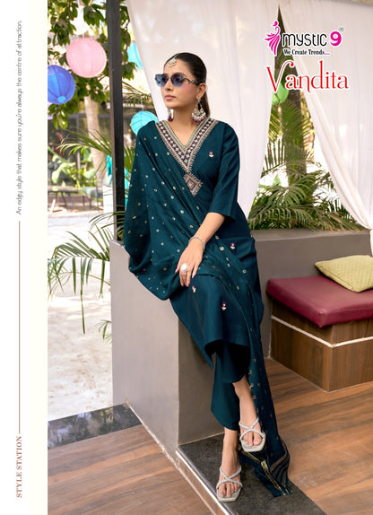 Vandita Vol 1 Mystic 9 Vertican Readymade Pant Style Suits Wholesale Rate