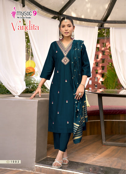 Vandita Vol 1 Mystic 9 Vertican Readymade Pant Style Suits Wholesale Rate
