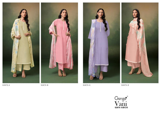 Vani-2670 Ganga Premium Cotton Plazzo Style Suits Supplier