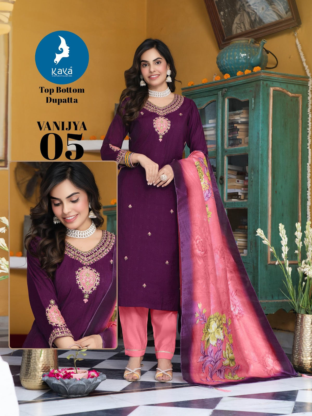Vanijya Kaya Vertican Readymade Pant Style Suits Supplier Gujarat
