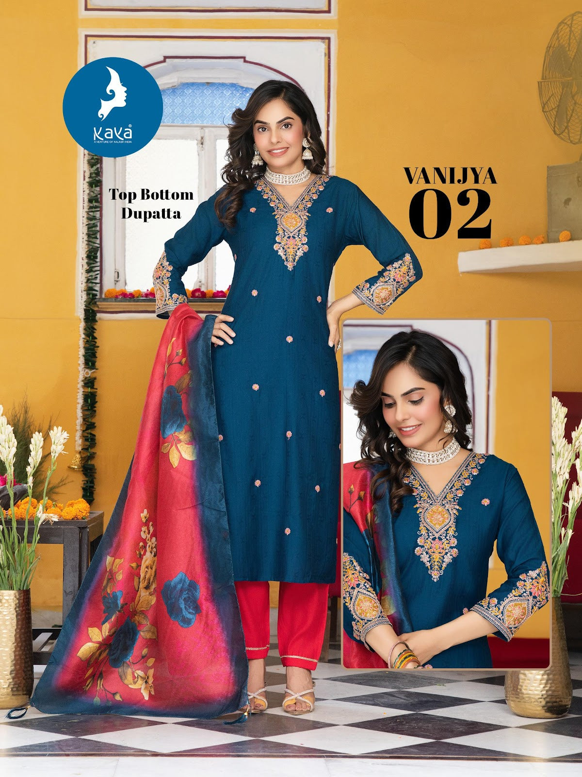 Vanijya Kaya Vertican Readymade Pant Style Suits Supplier Gujarat