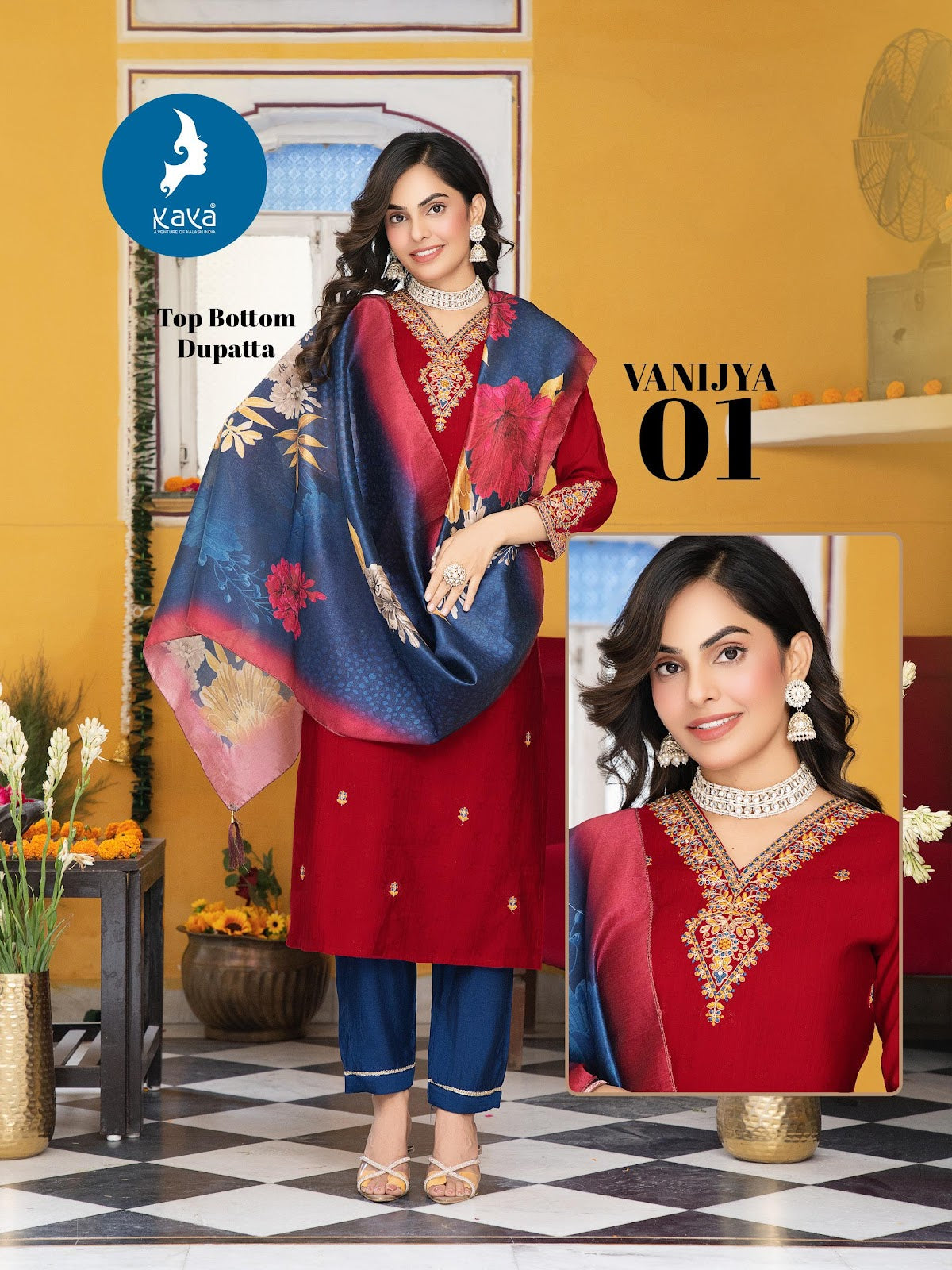 Vanijya Kaya Vertican Readymade Pant Style Suits Supplier Gujarat