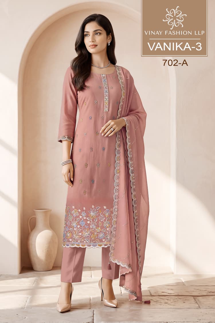 Vanika 3 Kuleesh Vinay Fashion Llp Mul Chanderi Pant Style Suits Wholesaler