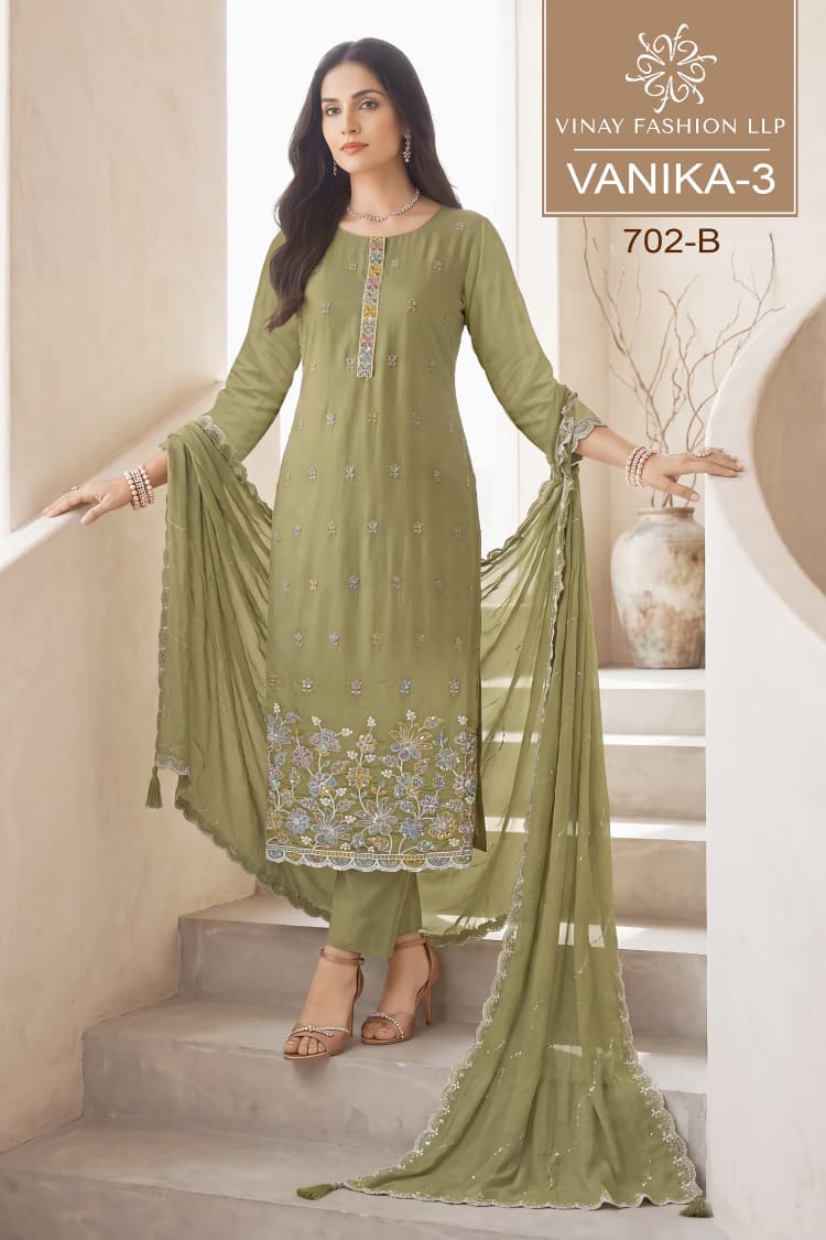 Vanika 3 Kuleesh Vinay Fashion Llp Mul Chanderi Pant Style Suits Wholesaler