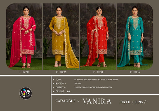 Vanika Four Dots Organza Pant Style Suits Wholesaler Gujarat