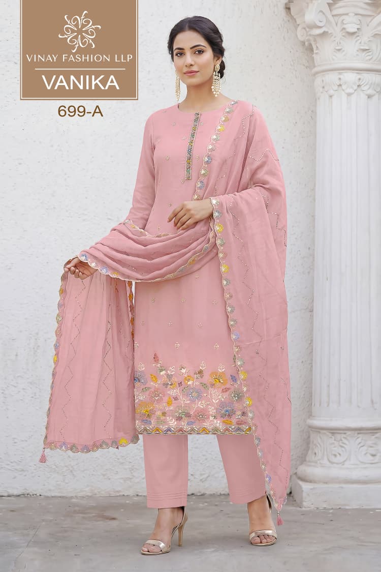 Vanika Kuleesh Vinay Fashion Llp Mul Chanderi Pant Style Suits Wholesaler India