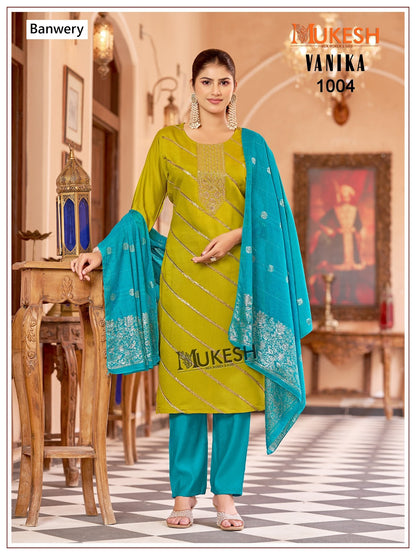 Vanika Mukesh Banwery Roman Silk Readymade Pant Style Suits Wholesale Price