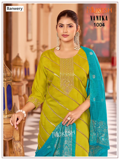 Vanika Mukesh Banwery Roman Silk Readymade Pant Style Suits Wholesale Price
