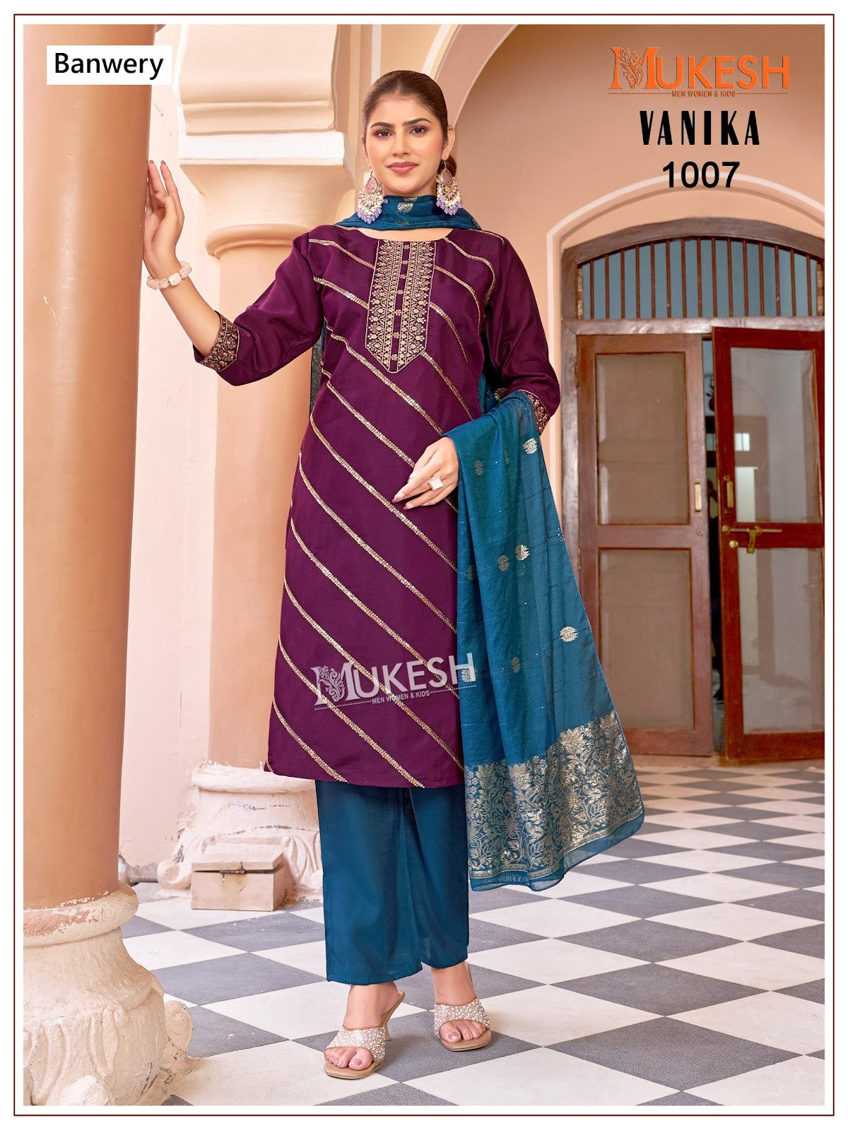 Vanika Mukesh Banwery Roman Silk Readymade Pant Style Suits Wholesale Price