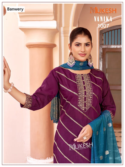 Vanika Mukesh Banwery Roman Silk Readymade Pant Style Suits Wholesale Price