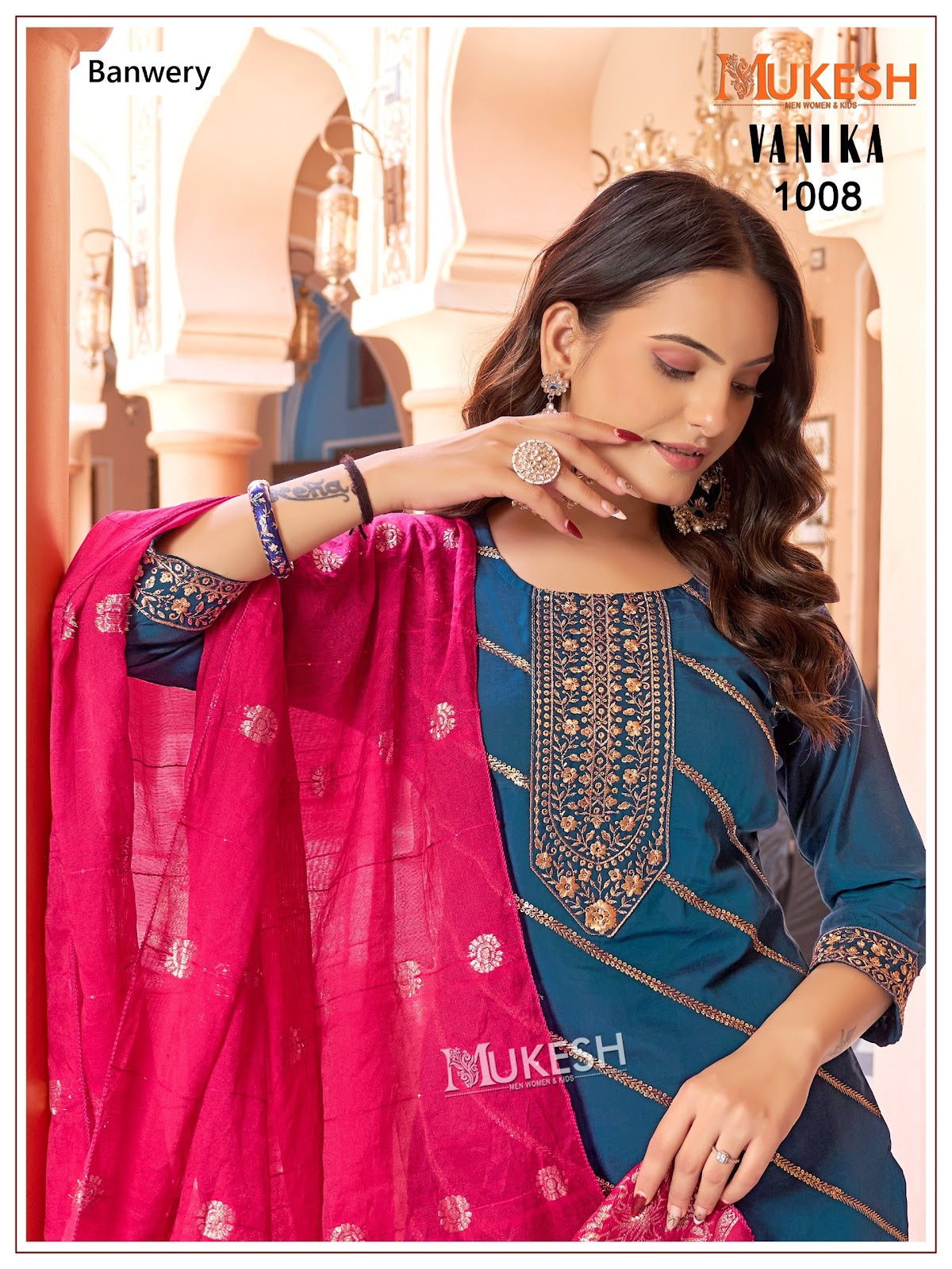Vanika Mukesh Banwery Roman Silk Readymade Pant Style Suits Wholesale Price