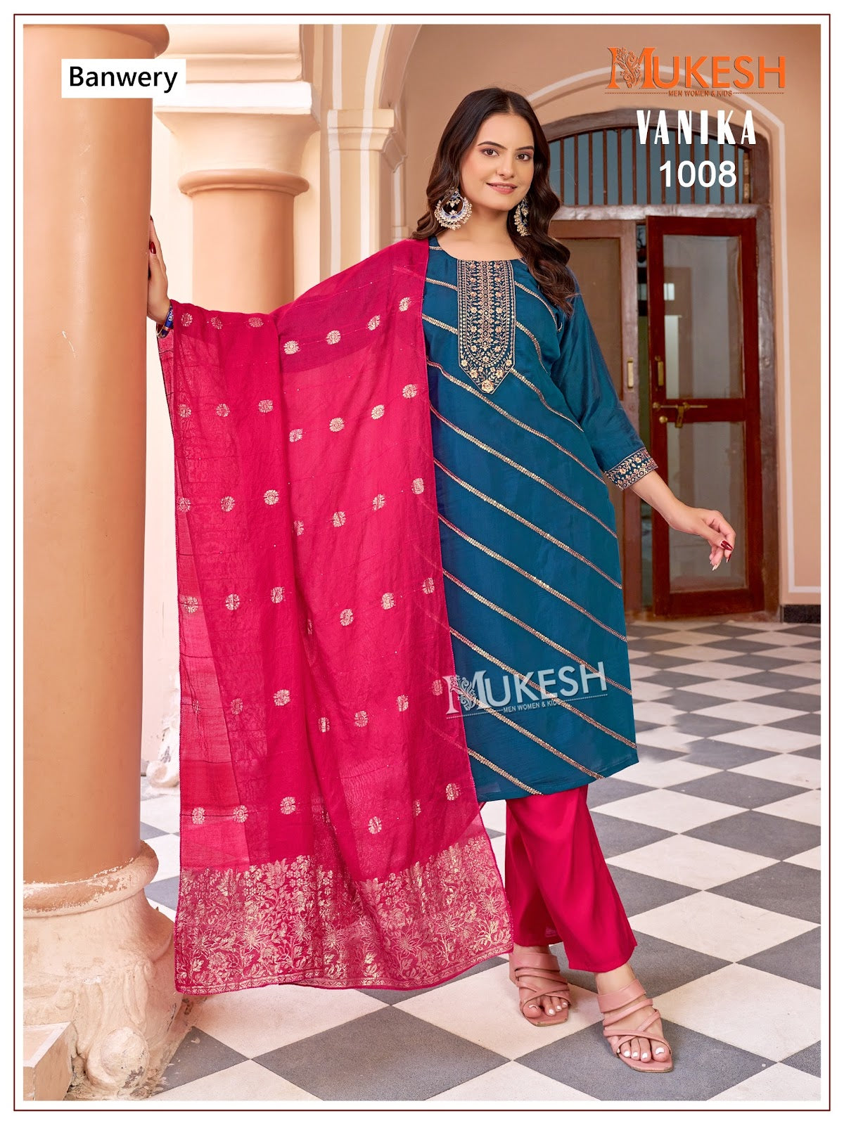 Vanika Mukesh Banwery Roman Silk Readymade Pant Style Suits Wholesale Price