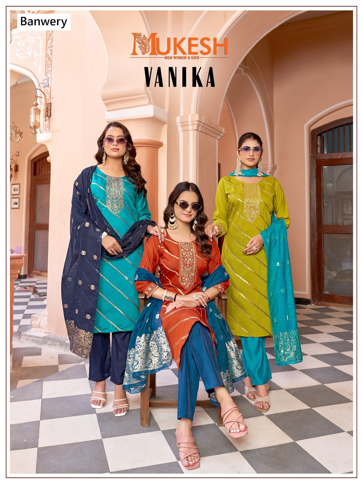 Vanika Mukesh Banwery Roman Silk Readymade Pant Style Suits Wholesale Price